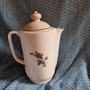 Vintage Floral Ceramic Electric Coffee Pot With Cord And Lid